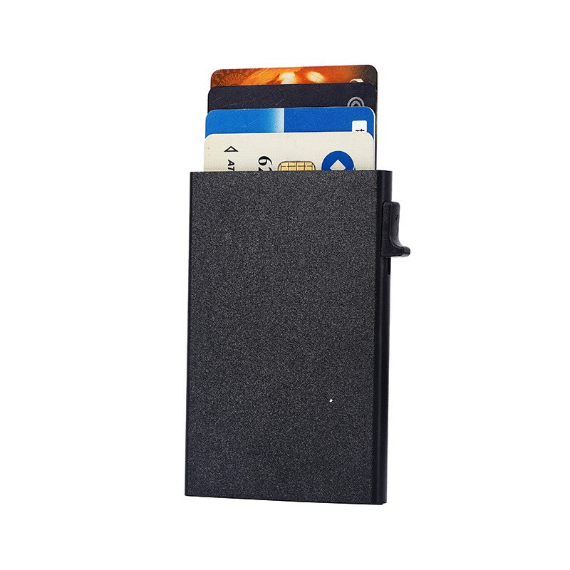 Rfid Metal Card Holder Aluminum Alloy Credit Card Case Side-Push Automatic Pop-Up Ultra-Thin Business Card Holder Men's Wallet Cross-Border