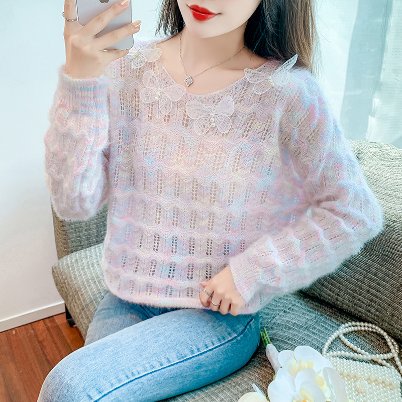 Spring fashionable design three dimensional knitted cute sweater