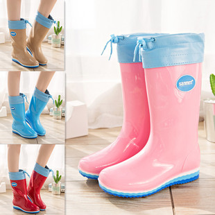 Women's Rain Boots Medium Tube Water Shoes Overalls Fashion Rain Boots Women's Rubber Shoes Solid Color High Tube Water Boots Women's Work Shoes
