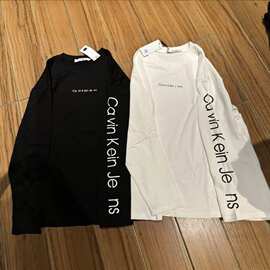 CK重磅纯棉宽松男女长袖卫衣印花修身圆领字母情侣休闲打底衫秋冬