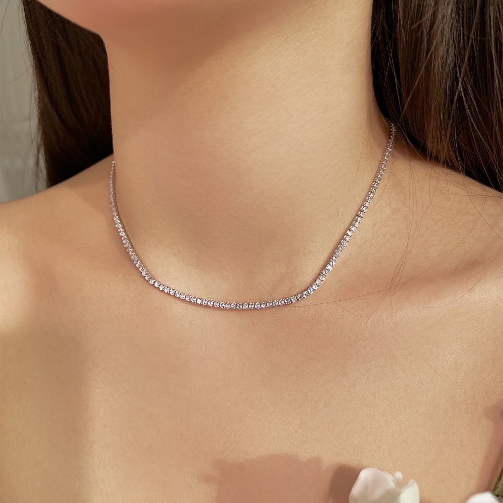 Style Simple Couleur Unie Argent Sterling Incruster Zircon Collier 1 Pièce display picture 3