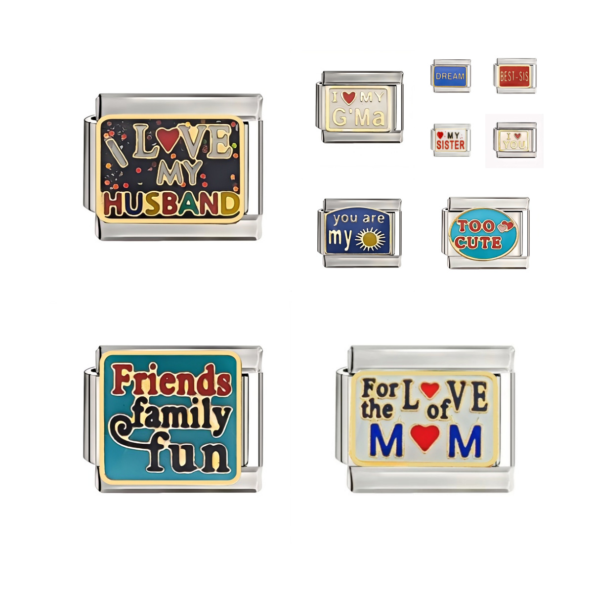 Italian Charm Stainless Steel Patterned Italian Bracelet Module Watch Chain Single R Series Artistic Retro