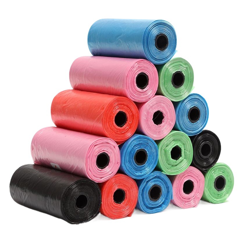 Bolsas para excrementos de mascotas de un solo color, grosor de seda 0.8, 20 unidades/rollo, en stock al por mayor para exportación transfronteriza