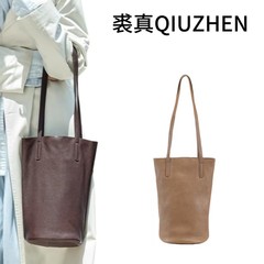 【在庫あり】Qiu Zhen フラワーチューブバッグ レイジーバケットバッグ レディース 本革 脇の下ショルダーバッグ レトロ 通勤 植物タンニンなめし牛革