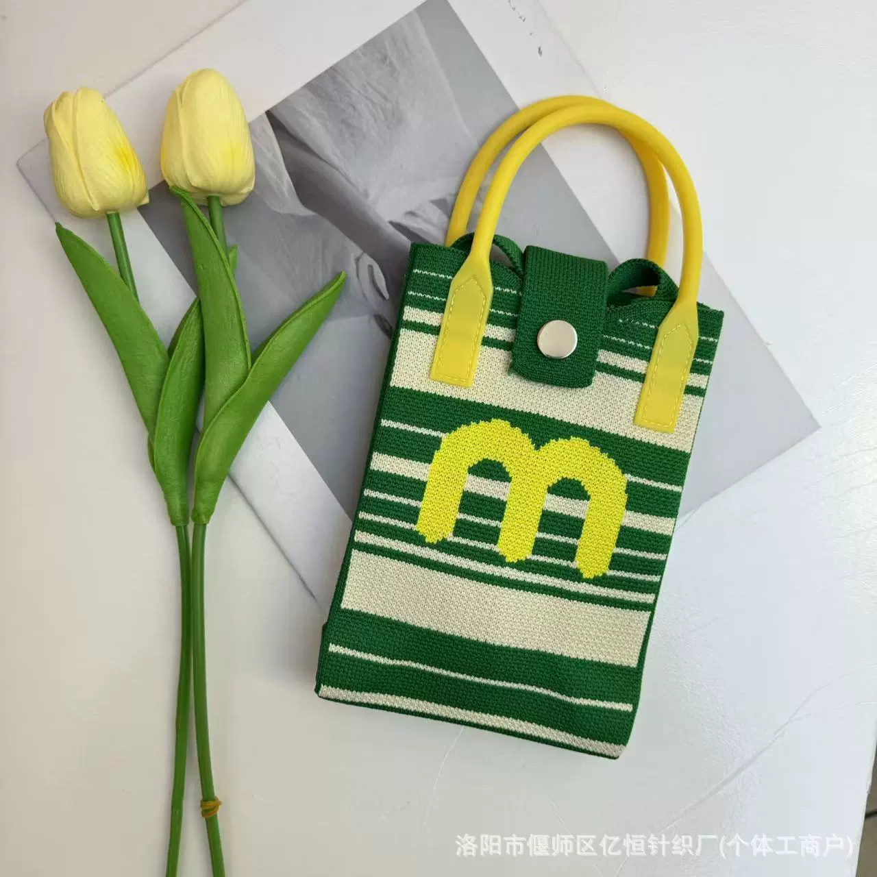 One-shoulder bag, wallet, knitted cute universal cartoon shoulder bag, Korean style