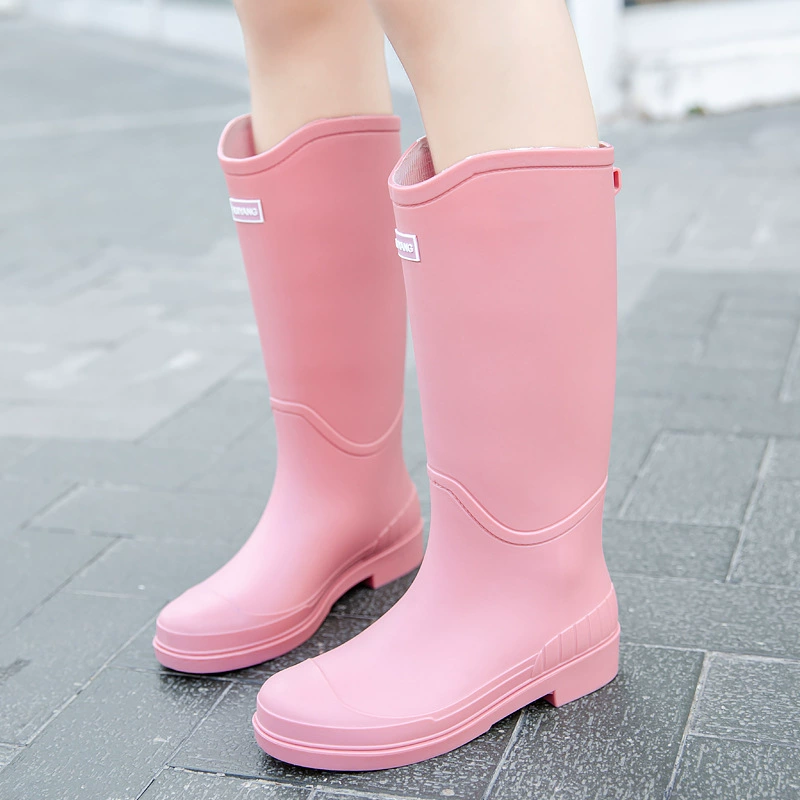 Женские высокие резиновые сапоги на флисовой подкладке Галоши для взрослых Модные резиновые сапоги Верхняя одежда Водная обувь в японском стиле Нескользящие легкие водные сапоги Резиновая обувь Женская