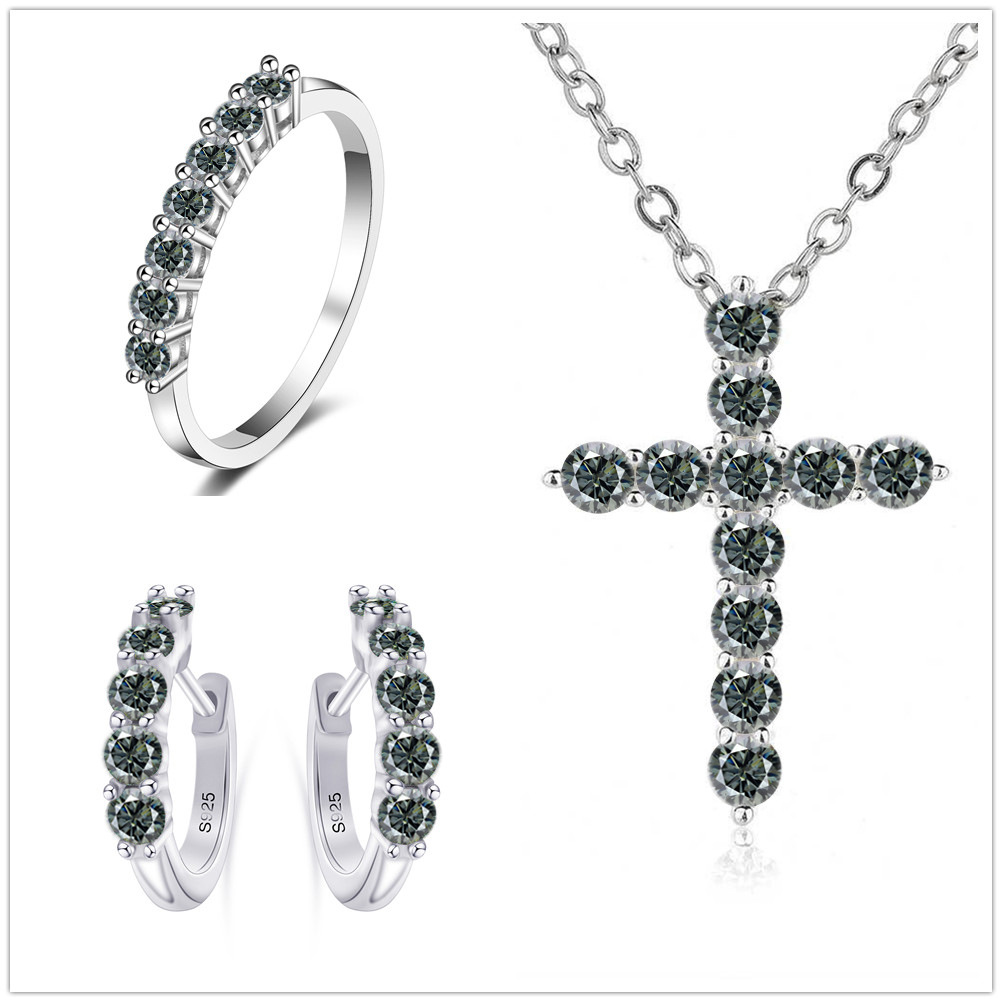 2.8CT Color Moissanite Set Sterling Silver S925 Set con Certificado GRA Over-Tested Pen Pen Ring Set