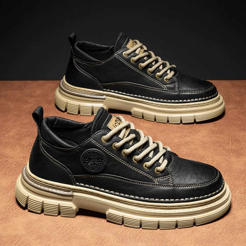 Весенне-летняя новая мужская модная простая легкая индивидуальная повседневная универсальная уличная однотонная модная обувь на толстой подошве в стиле ретро