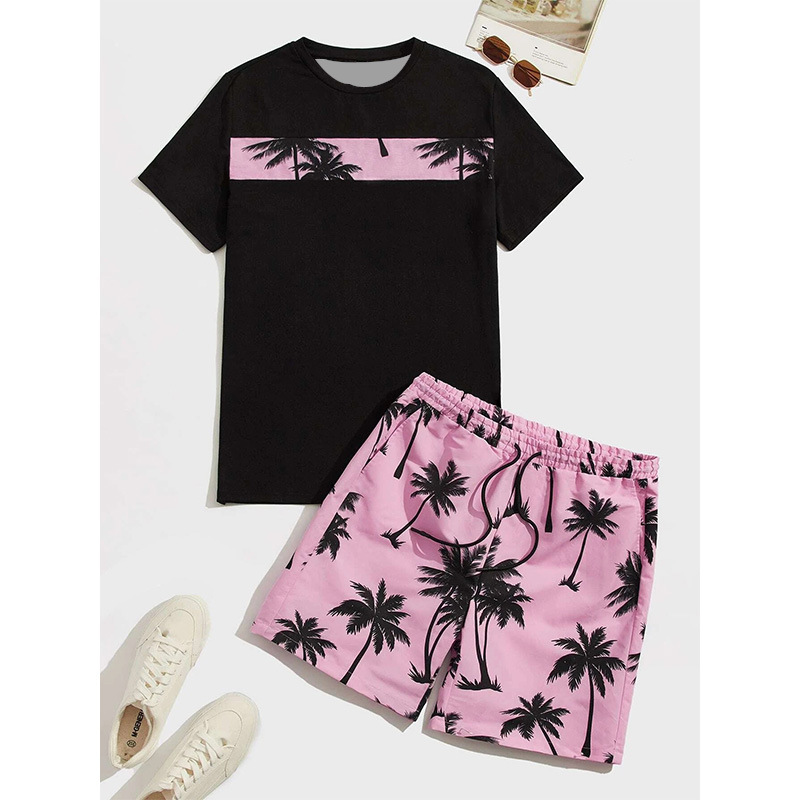 Men's Summer round Neck Short Sleeve Beach Pants Set 3D Print Hawaiian Style Trendy Two Piece Casual Clothing_viptrois.com