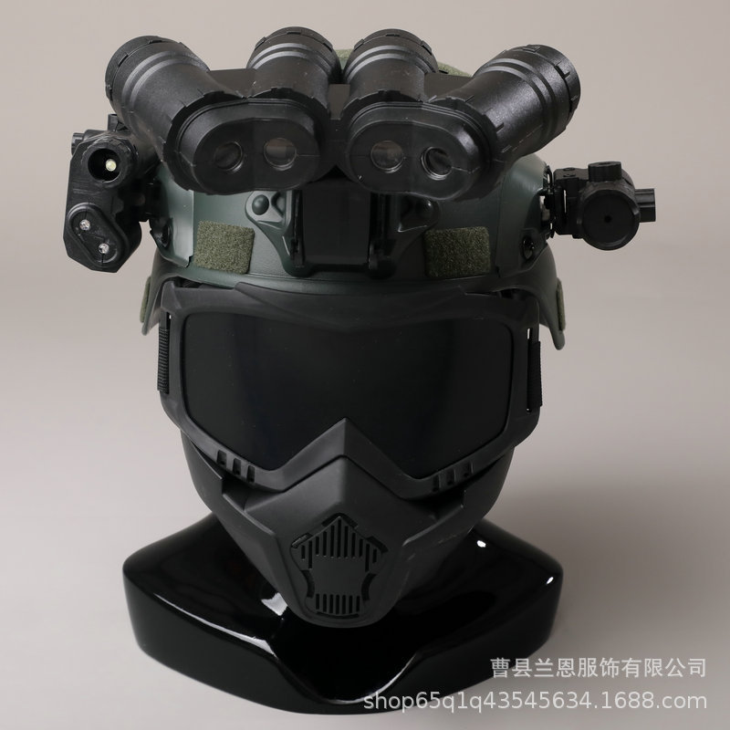 Casco táctico para niños binoculares de cuatro ojos de protección al aire libre equipo de ventilador militar telescopio modelo de visión nocturna equipo táctico