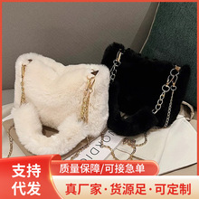 毛绒包毛毛包手提包包批发手提方形包时尚简约链条包单肩斜挎包