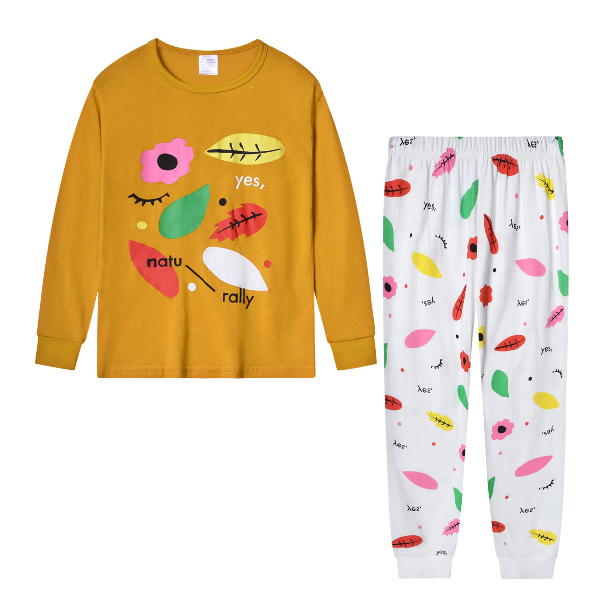 Pijamas para niños de dos piezas de estilo europeo y americano cuello redondo manga larga dibujos animados impreso ropa de aire acondicionado comercio exterior al por mayor ropa para niños grandes