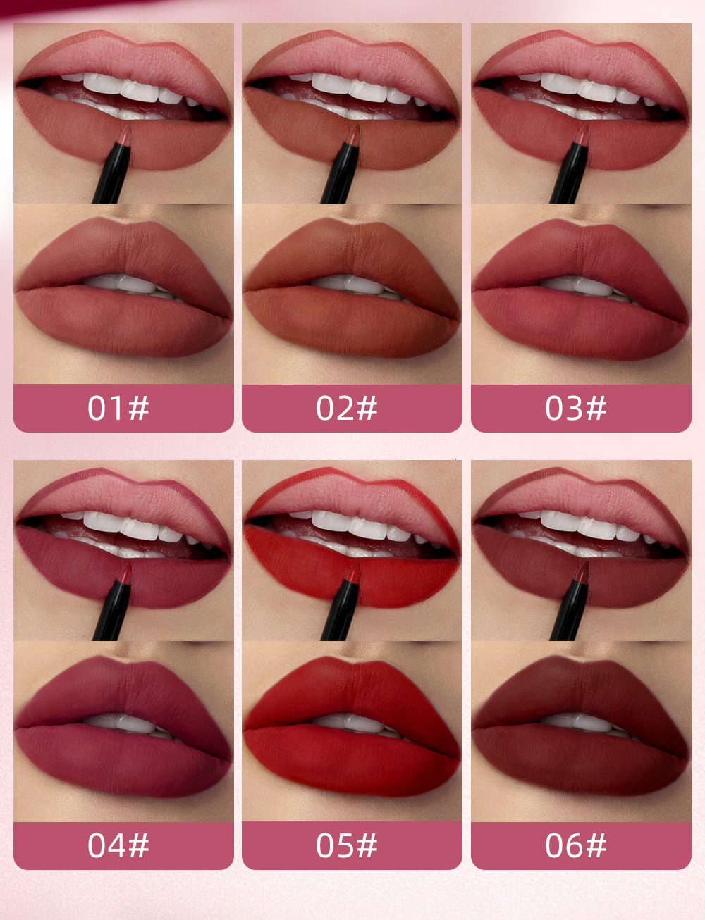 QIBEST Cross-border two-in-one Lip gloss and lip liner pen Waterproof matte velvet non-smudging double-headed lip gloss manufacturer wholesale undefined