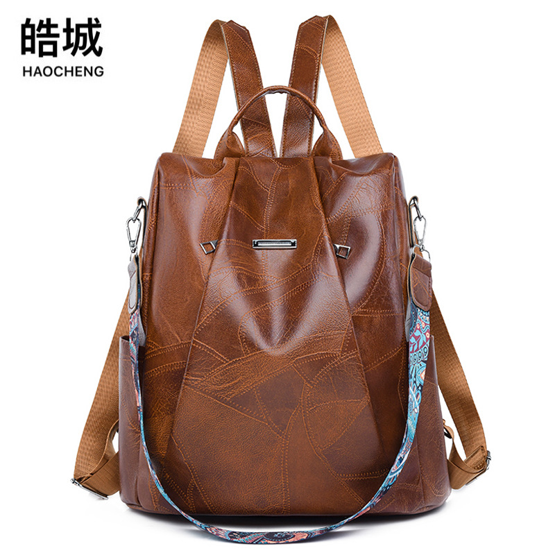 2024 nueva mochila antirrobo de cuero suave para mujer casual, mochila de hombro multifuncional de color sólido simple para exteriores, mochila escolar