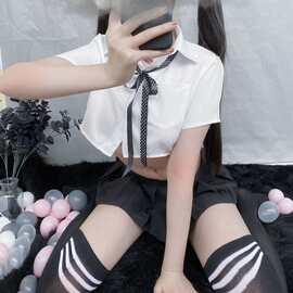 舒窈情趣内衣女秘书性感透视衬衫蝴蝶结领带制服诱惑英伦格子9098