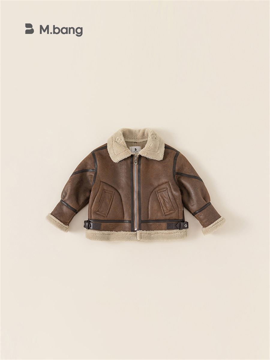 Ropa Infantil Bangxuan, Nuevo Producto de Invierno, Chaqueta Infantil Gruesa, Estilo Coreano, Cortavientos, Chaqueta de Gamuza para Niñas, Chaqueta de Motocicleta