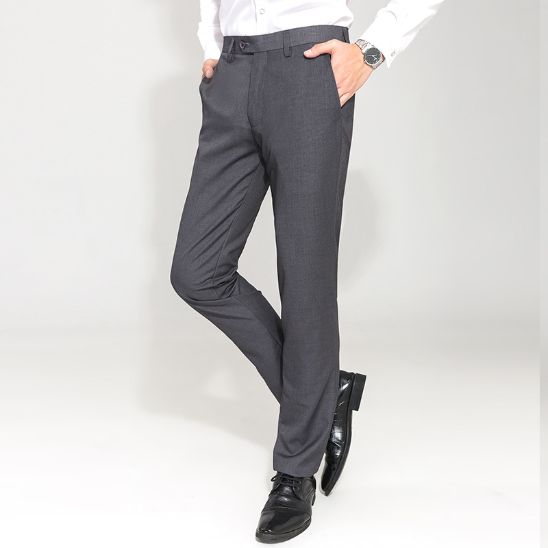 Pantalones de vestir ajustados para hombre para primavera y otoño, ropa formal de negocios, pantalones de traje casuales de pierna recta sin arrugas image 5