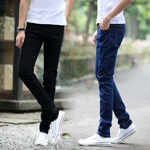 Summer and Spring Men's Thin Elastic Jeans, INSPopular Brand Slim Straight Leg Trendy Long Pants