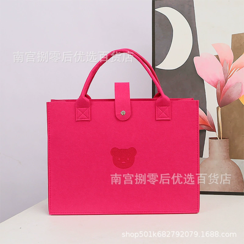 Handheld organizer tote bag, thickened construction, bear motif, sizes 20×15×9–40×30×13 cm