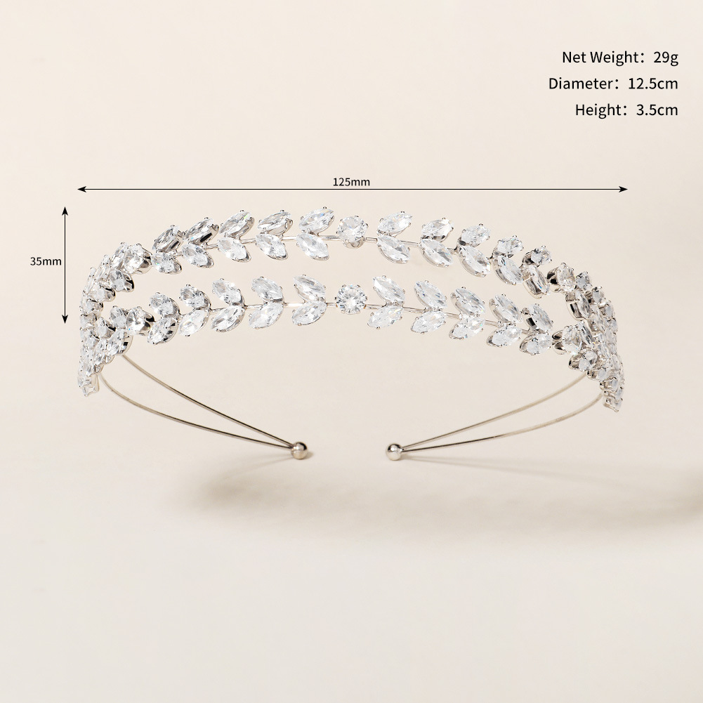 Fashion Leaf Metal Inlay Pearl Zircon Hair Band 1 Piece display picture 6