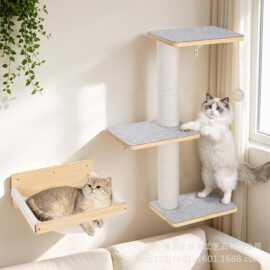 木质猫爬架壁挂宠物玩具跳台上墙猫咪栖息地小户型猫爬梯抓板