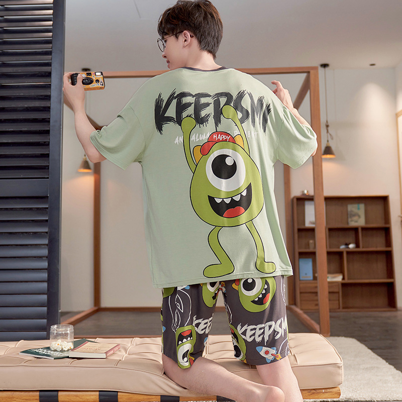 Men's Pajamas Summer Thin Modal Short-sleeved Ice Silk Junior High School Students Boys Teenagers Summer Home Clothes