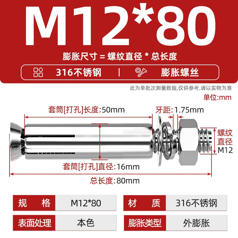 Анкерный болт Tianzhuo Hardware 316 M12*80