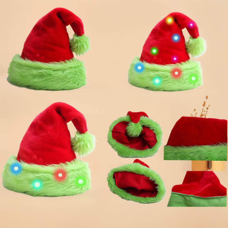 New In-Stock Fluorescent Green Christmas Hat with Long Plush Brim and Lights, Christmas Hat for Adults and Children Decorations New In-Stock Fluorescent Green Christmas Hat with Long Plush Brim and Lights, Christmas Hat for Adults and Children Decorations