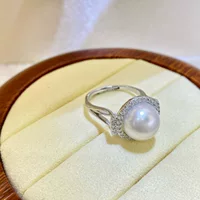 Кольцо из серебра S925 с пресноводным жемчугом, изысканное доступное роскошное кольцо с пресноводным жемчугом Эдисона диаметром 11–12 мм