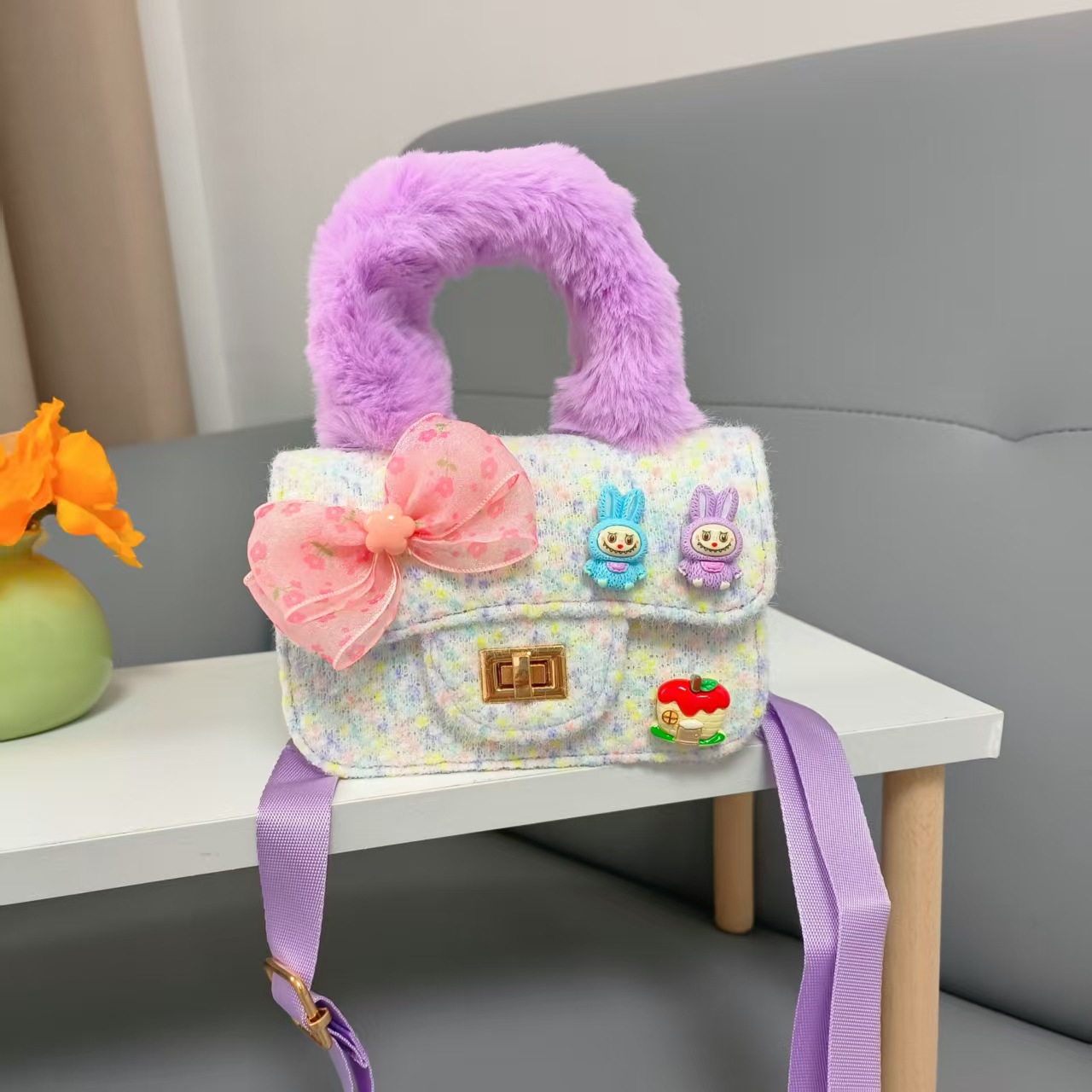 Bolsa de princesa de arco de dibujos animados para niños Año Nuevo bolso de hombro bolso de cadena pequeña bolsa de accesorios de viento fragante