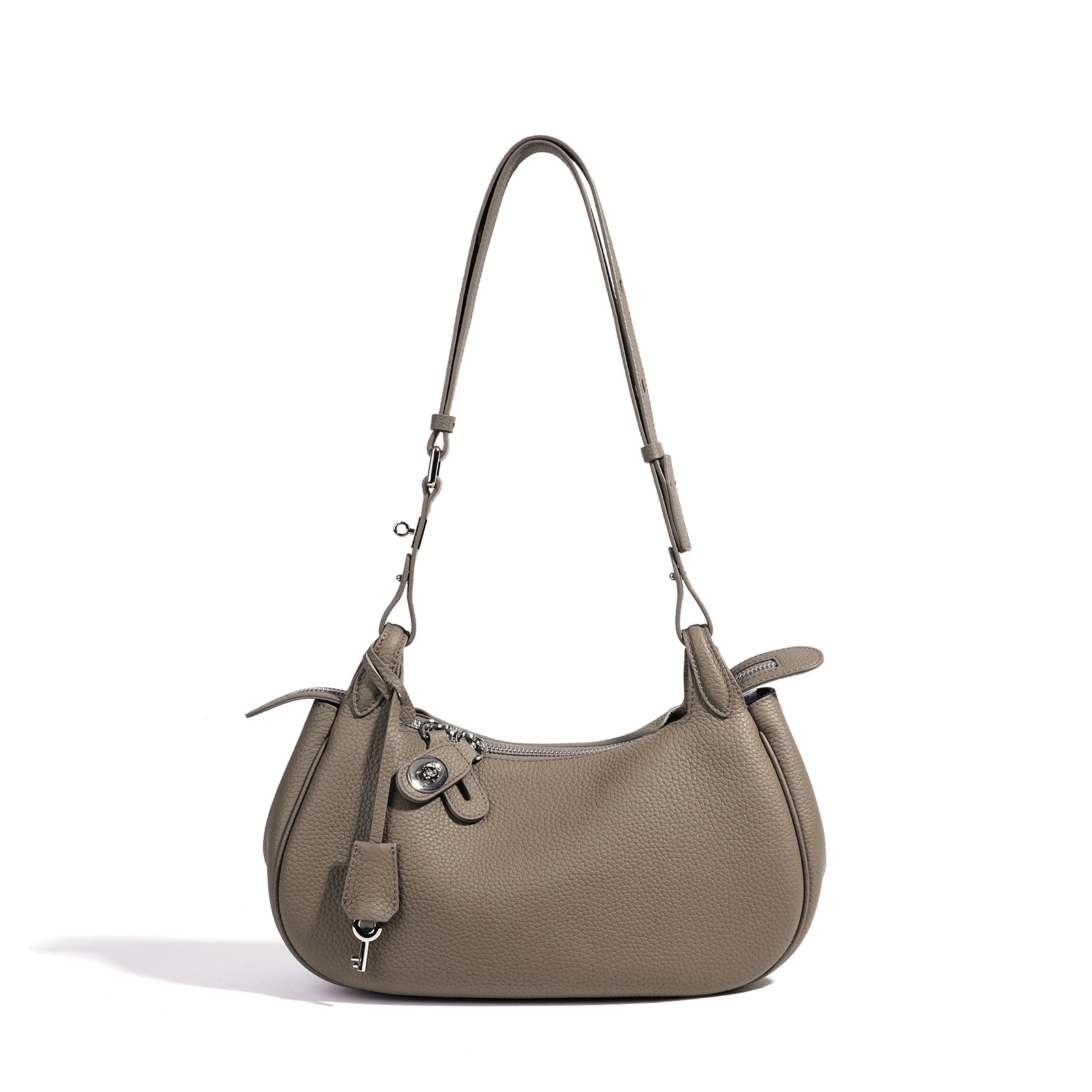 Luxury Crescent Moon Shoulder Bag For Women - Candy Color Korean Style Versatile Genuine Leather Handbag For Work And Commuting - Thumbnail 7