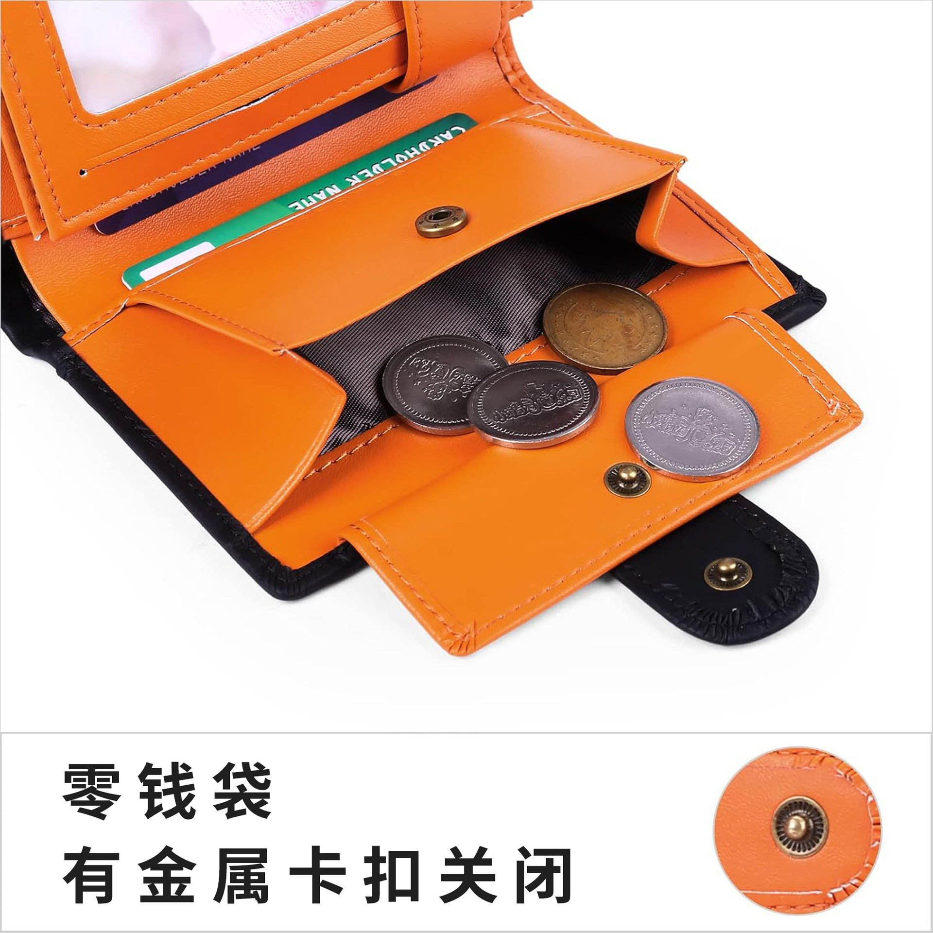 Cross-border RFID cepillo antirrobo bolso de cambio para hombres corto tres plegables multi-tarjeta billetera de cuero de vaca cartera