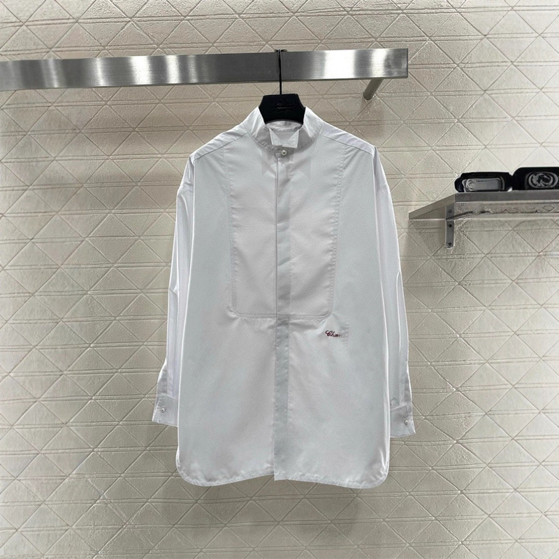 25 Autumn and Winter New Nanyou Haute Couture Cha Simple Casual Versatile Stand-Up Collar Off-Shoulder Loose Plain Silhouette Shirt