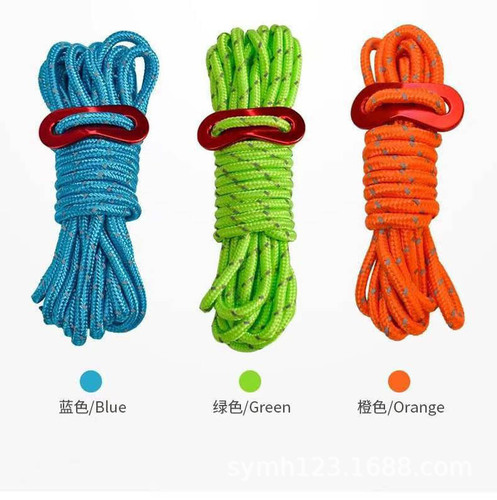 Outdoor camping 4-meter windproof rope adjustment rope PP polypropylene rope 4mm reflective rope tent rope canopy rope camp rope