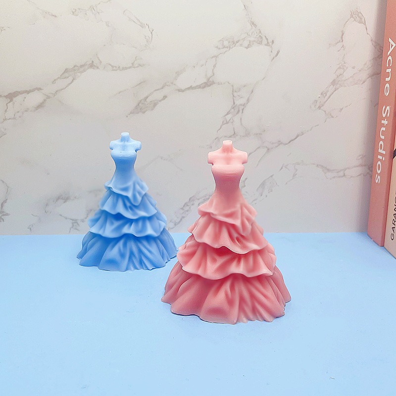 Una variedad de moldes de falda de novia tridimensional 3D, vestido de novia de bricolaje, falda larga, vela de aromaterapia, molde de silicona de yeso epoxi