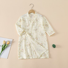 夏季薄款A类纯棉纱布儿童睡袍宝宝卡通睡衣男女童系带家居服浴袍