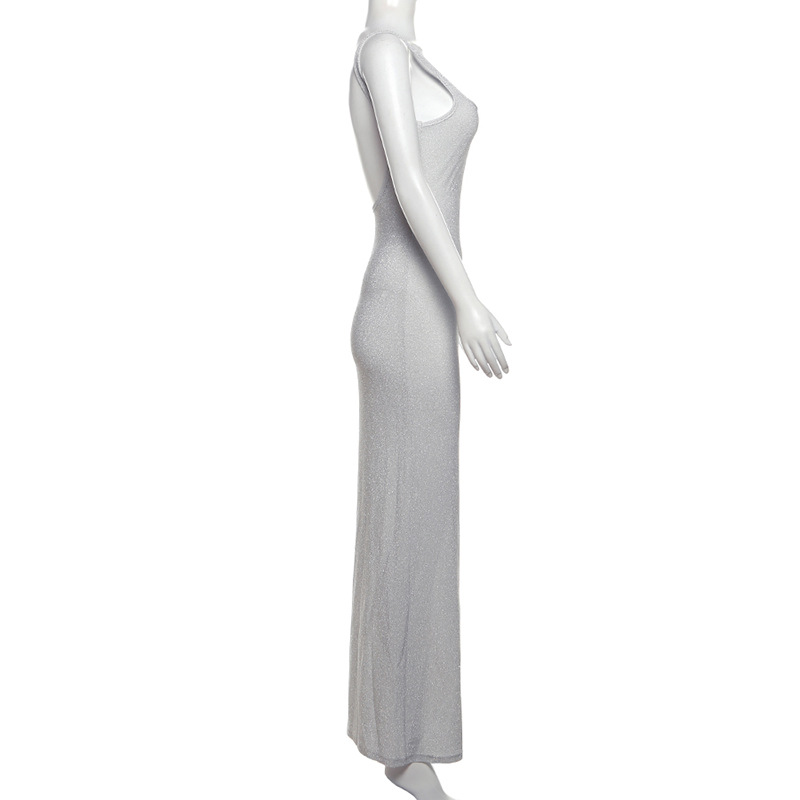 Fall Women Clothing off Neck Solid Color Sequ Sling Sexy Slim Hip Dress
