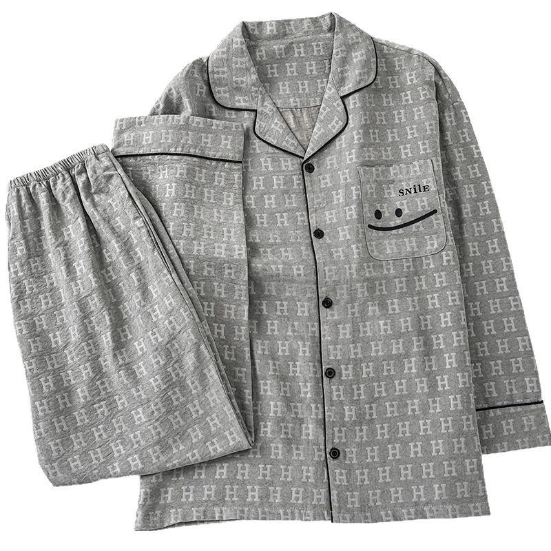 2025 nuevo algodón nublado primavera y otoño pijama cardigan de manga larga moda simple y cómoda ropa para el hogar verano