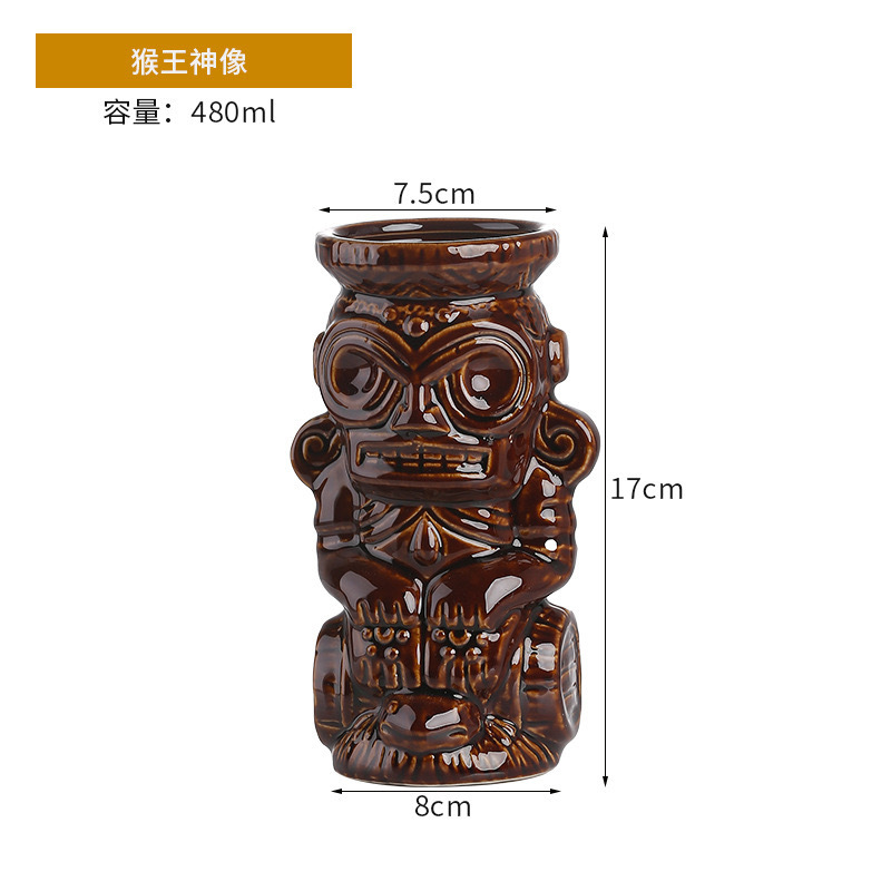 Taza de cóctel hawaiana taza de cerámica creativa taza de tic-tac - toe taza de cara de totem taza de macaco taza zombie taza de papagaio taza