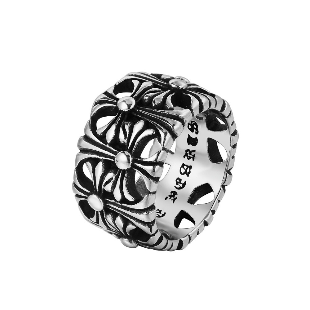 thumbnail for R0852-HK02 Foreign trade jewelry wholesale European and American personality retro cross men's titanium steel ring ring