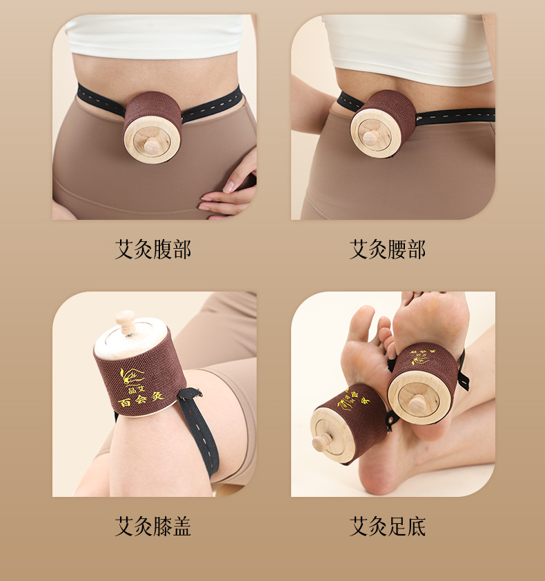 Baihui Moxibustion Box Portable Wooden Head Moxa Burner for Baihui Point Home and Travel Use in use