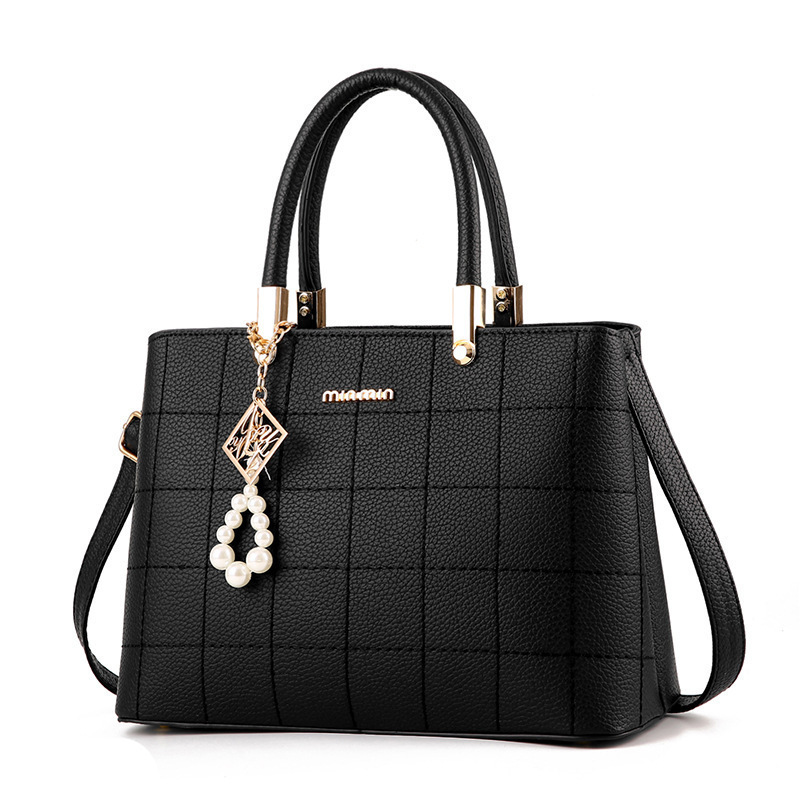 Women's Bag New Style Embroidered Plaid Handbag Middle-Aged Mom Bag Simple Large Capacity Shoulder Crossbody Bag Wholesale Women's Bag New Style Embroidered Plaid Handbag Middle-Aged Mom Bag Simple Large Capacity Shoulder Crossbody Bag Wholesale
