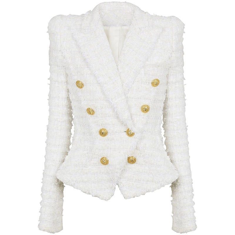 2024 autumn and winter new European and American fashion tassel tweed slim suit jacket shorts suit