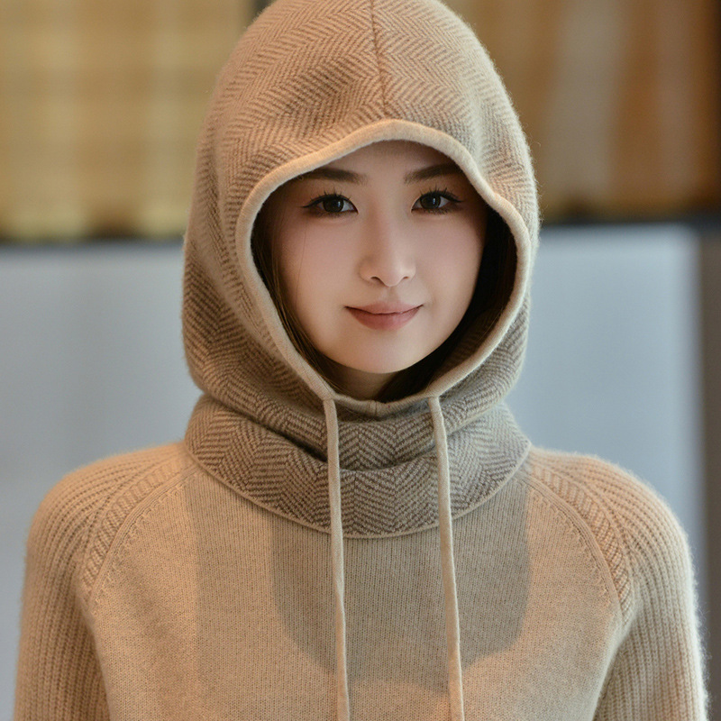 Manufacturer Cross-Border Wholesale 2025 Autumn and Winter Cashmere Wool Thickened Hooded Ear Protection Knitted Hat in Stock Manufacturer Cross-Border Wholesale 2025 Autumn and Winter Cashmere Wool Thickened Hooded Ear Protection Knitted Hat in Stock