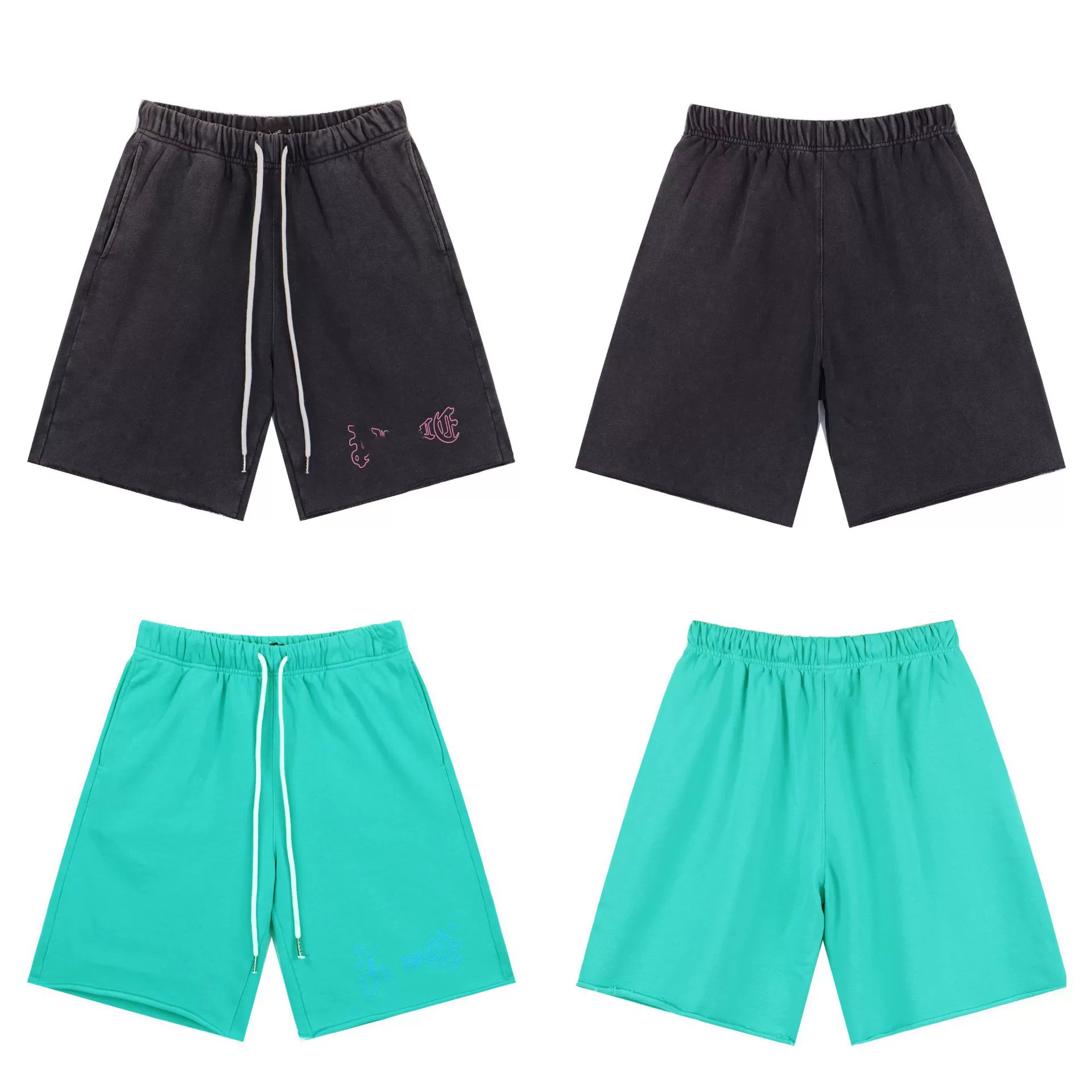 25SS фиолетовые потертые шорты с принтом, модные летние удобные и дышащие мужские свободные повседневные брюки в спортивном стиле