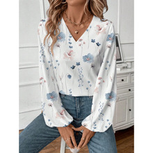 M 49455 Women's V-neck print long sleeve T-shirt Ůʿ V ��ӡ
