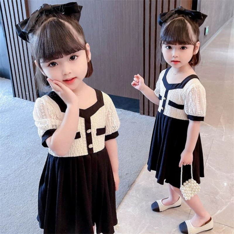 Платье с коротким рукавом, юбка, кружевная летняя одежда, стиль Chanel, западный стиль