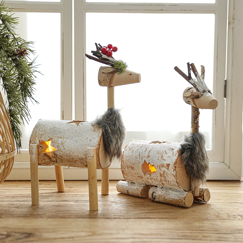 Navidad decoraciones cervos hechas a mano decoraciones DIY escena de vacaciones atmósfera decoración de cervos alces sólidos decoraciones