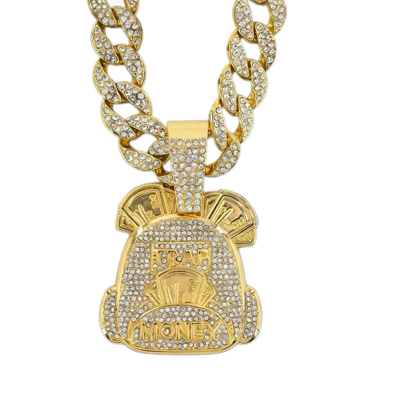 Rapero de la misma mochila collar colgante de diamantes colgante cubano hip hop tendencia de rap collar cultura callejera