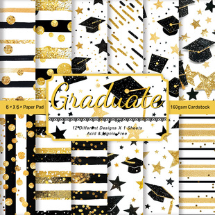 12 Sheets Graduation Design Diploma Cap Pattern Paper Single Side Congratulations Graduation Origami Scrapbooking Wrapping Paper